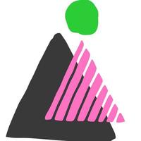 astratto verde e rosa triangolo e cerchio modello con moderna struttura astratta su bianco. foto