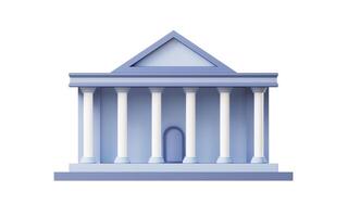 banca o Tribunale edificio con cartone animato stile, 3d resa. foto