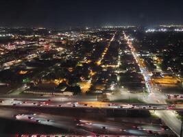 superiore Visualizza a partire dal austin strada luci prese a partire dal il finestra di un' alto pavimento Hotel camera foto