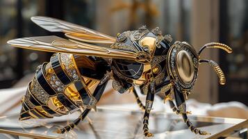 vespa scultura, artigianale a partire dal nero quadri e giallo zaffiri. foto