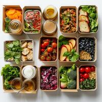 consegnabile salutare Alimenti nel consegna scatole, salutare cibo foto