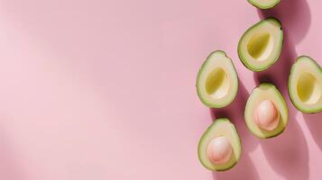 avocado verdure salutare cibo superiore Visualizza su il pastello sfondo foto