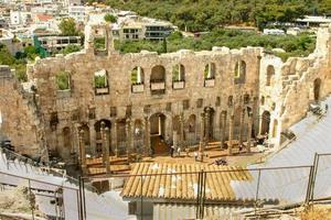 lavori di restauro in corso sull'anfiteatro di atene, grecia foto