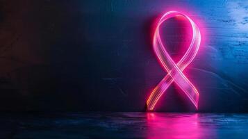 neon rosa nastro simbolo per Seno cancro consapevolezza, sostegno, e speranza foto