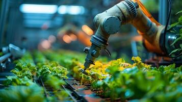 inteligente robotica agricoltori. ai e automazione rivoluzionare interno verticale agricoltura foto