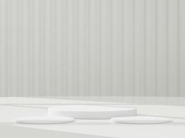 astratto bianca 3d camera con realistico bianca cilindro piedistallo podio impostare. minimo scena per Prodotto Schermo presentazione. 3d interpretazione geometrico piattaforma. palcoscenico per vetrina. foto