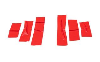 superiore Visualizza impostato di rugosa rosso adesivo vinile nastro o stoffa nastro nel strisce isolato su bianca sfondo con ritaglio sentiero foto