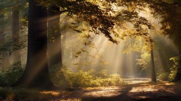 foresta alberi autunno nebbioso mattina nebbia, ai foto