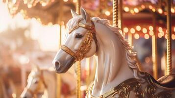 giostra cavallo nel divertimento parco carnevale, ai foto