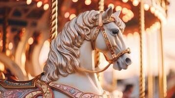 giostra cavallo nel divertimento parco carnevale, ai foto