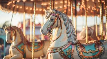 giostra cavallo nel divertimento parco carnevale, ai foto