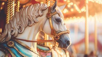giostra cavallo nel divertimento parco carnevale, ai foto