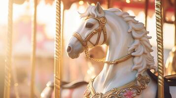 giostra cavallo nel divertimento parco carnevale, ai foto