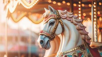 giostra cavallo nel divertimento parco carnevale, ai foto