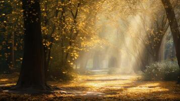 foresta alberi autunno nebbioso mattina nebbia, ai foto