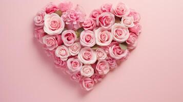 cuore forma rosa ranuncolo ranuncolo telaio rosa sfondo, ai foto