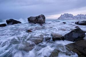 spiaggia di fiordo nel Norvegia foto