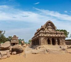 cinque rathas. Mahabalipuram, tamil nadu, Sud India foto