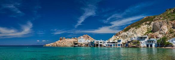 il spiaggia di firapotamos nel milo, Grecia foto