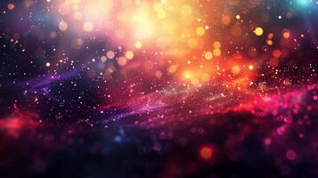 un' sfondo di colorato luci e bokeh particelle nel spazio. foto