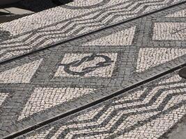 mosaico marciapiede marciapiede nel aveiro pittoresco villaggio strada Visualizza, il Venezia di Portogallo foto