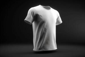 pulito e croccante, 3d vuoto bianca maglietta modello con acuto dettagli, 3d rendere ai generato foto