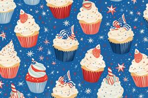 4 ° di luglio cupcakes decorato con americantheme foto