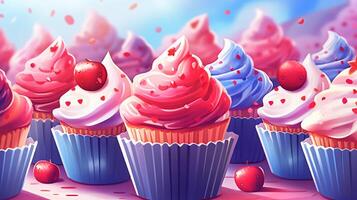 delizioso colorato di bandiera cupcakes nel avvicinamento foto