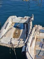 un' blu airone su il barca di Santa margherita nel baia di portofino Visualizza su soleggiato giorno foto