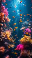 subacqueo corallo scogliera con colorato pesce foto