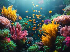 subacqueo corallo scogliera con colorato pesce foto
