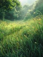 fresco primavera erba con mattina rugiada foto