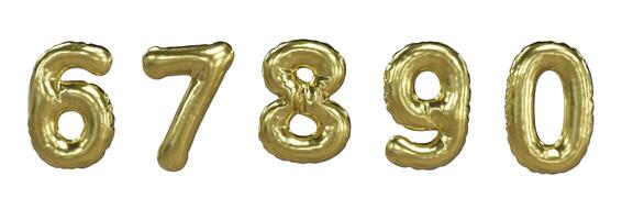 d'oro 3d numeri isolato. oro giallo metallico lettera. 3d simbolo realistico per manifesto e striscione, festa, compleanno e vendita promozione foto