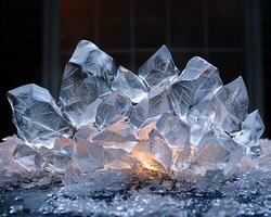 cristallino struttura di brina su bicchiere foto