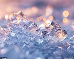 avvicinamento di ghiaccio cristalli formatura su un' superficie foto