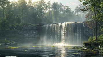 un' cascata nel il mezzo di un' foresta foto