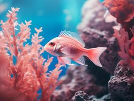 pesce è nuoto tra il corallo scogliera foto