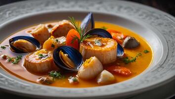 bouillabaisse la minestra nel un' ristorante foto