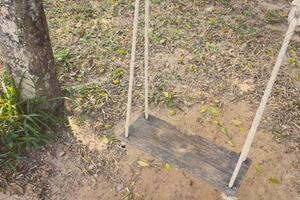 vecchio di legno albero swing foto