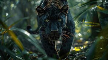 nero pantera nel il foresta pluviale foto