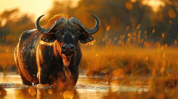 africano bufalo in piedi nel acqua foto