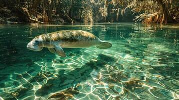 Florida lamantino nel chiaro acqua nel natura foto