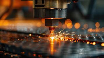 cnc laser taglio di metallo, moderno industriale tecnologia foto