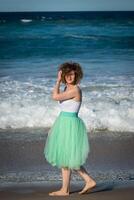 bellissimo ragazza in posa su il spiaggia. oro costa, Australia, Queensland foto