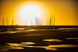 andare in barca Barche e yachts nel marina a tramonto. melbourne. Australia. foto