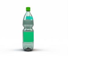 bottiglia d'acqua in plastica con modello di etichetta vuoto isolato su sfondo bianco. Illustrazione 3D - adatto per elemento di design. foto