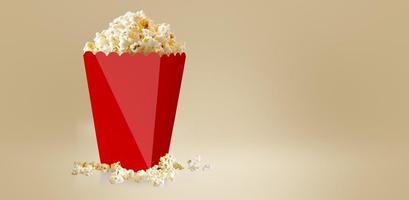 popcorn salato isolato su sfondo bianco, rendering 3d scatola di cartone tazza rossa. adatto per il tuo elemento di design. foto