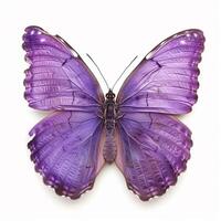 luminosa viola farfalla isolato su bianca foto