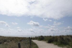 sentiero attraverso il dune, villaggio pettinato a il nord mare, il Olanda, foto