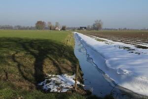 fusione neve nel olandese paesaggio foto